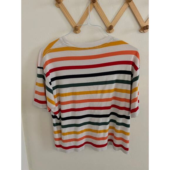 Brandy Melville Top Women's OS T-Shirt Aleena Multicolored Rainbow Striped - Picture 6 of 6